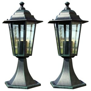 vidaXL Lampes de jardin 2 pcs Vert fonc&eacute;/Noir Aluminium