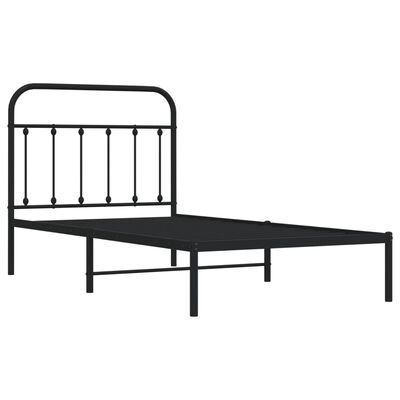 vidaXL Cadre de lit métal sans matelas avec tête de lit noir 100x190cm