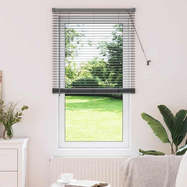 vidaXL Store de Fen&ecirc;tre avec des rideaux Gris fonc&eacute; Aluminium
