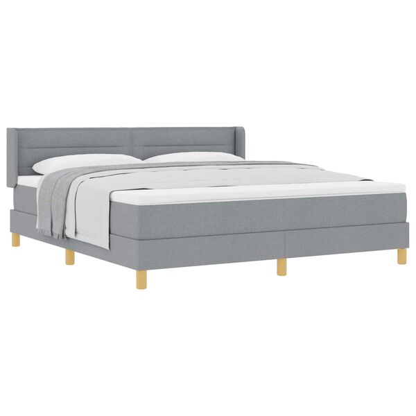 vidaXL Lit &agrave; ressorts avec matelas Gris clair 200 x 180 cm Polyester