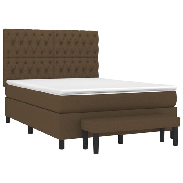 vidaXL Sommier &agrave; lattes de lit avec matelas Marron fonc&eacute; 140x200 cm