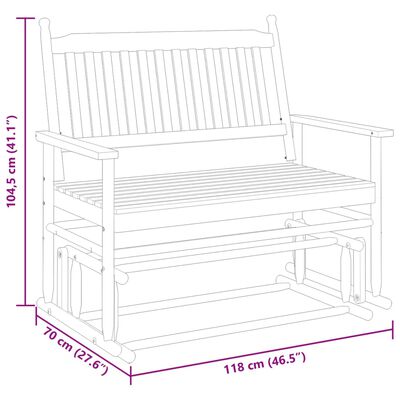 vidaXL Banc balancelle blanc 118x70x104,5 cm bois massif de peuplier