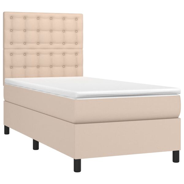 vidaXL Sommier &agrave; lattes de lit avec matelas et LED Cappuccino 90x200cm