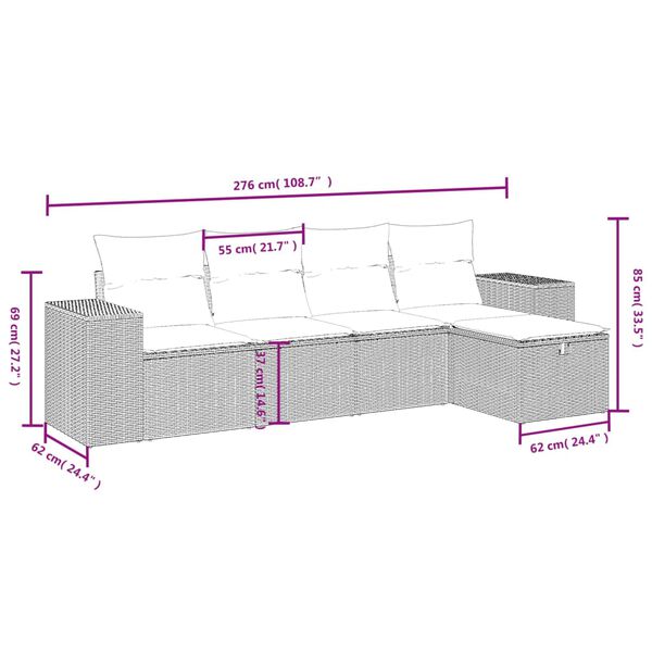 vidaXL Salon de jardin avec coussins 5 pcs beige r&eacute;sine tress&eacute;e