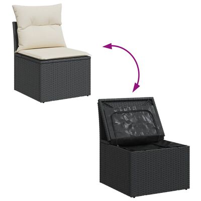 vidaXL Chaise de jardin sans accoudoirs avec coussins noir poly rotin