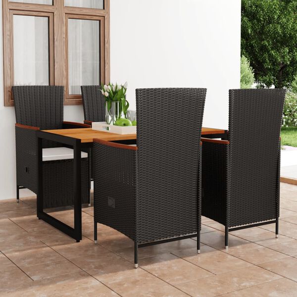 vidaXL Ensemble &agrave; manger de jardin 5 pcs noir
