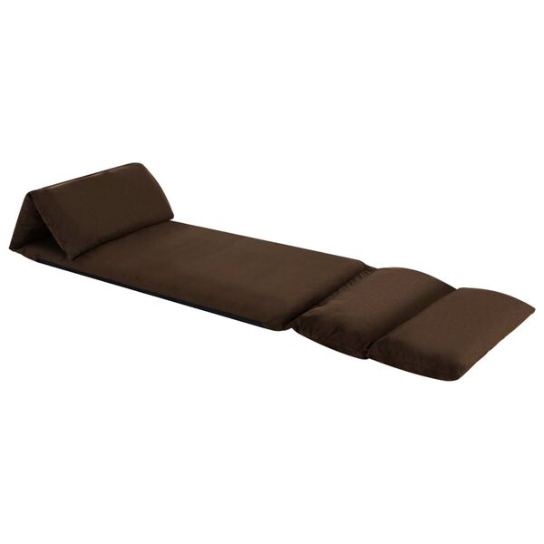 vidaXL Chaise pliable de sol Marron Microfibre