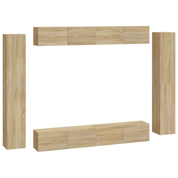 vidaXL Ensemble de meubles TV 8 pcs Ch&ecirc;ne sonoma Bois d'ing&eacute;nierie