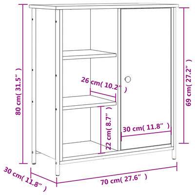 vidaXL Buffet chêne fumé 70x30x80 cm bois d'ingénierie