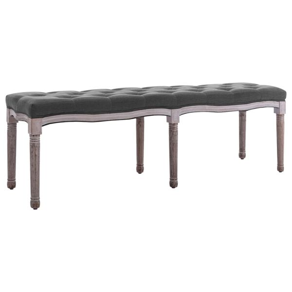 vidaXL Banc Lin Bois solide 150x40x48 cm Gris fonc&eacute;
