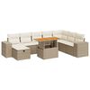 vidaXL Salon de jardin avec coussins 9 pcs beige r&eacute;sine tress&eacute;e acacia