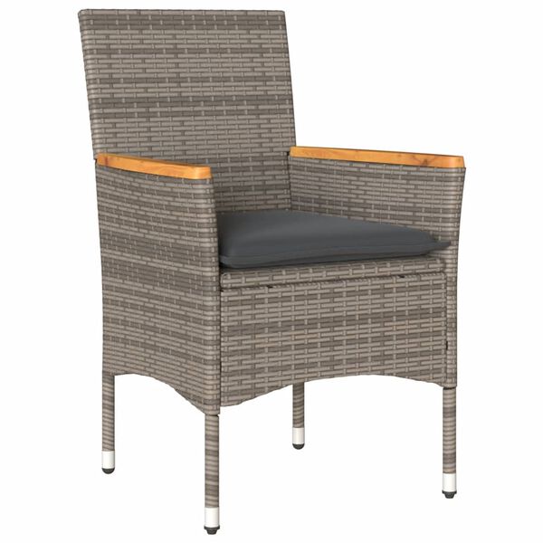 vidaXL Ensemble &agrave; manger de jardin et coussins 5 pcs gris rotin verre