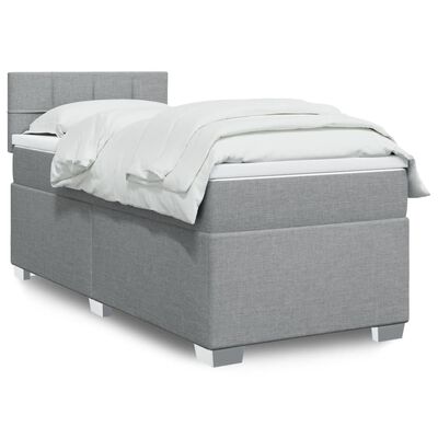 vidaXL Sommier à lattes de lit avec matelas Gris clair 100x200cm Tissu