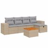 vidaXL Salon de jardin avec coussins 6pcs m&eacute;lange beige r&eacute;sine tress&eacute;e