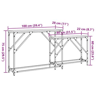 vidaXL Tables console gigognes 2 pcs noir bois d'ingénierie