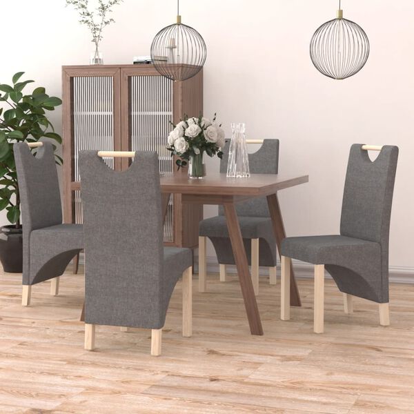 vidaXL Chaises &agrave; manger lot de 4 gris clair tissu