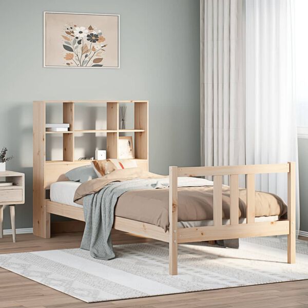 vidaXL Lit biblioth&egrave;que sans matelas 90x190 cm bois de pin massif