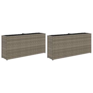 vidaXL Jardini&egrave;res avec 2 pots 2 pcs gris 90x20x40 cm r&eacute;sine tress&eacute;e