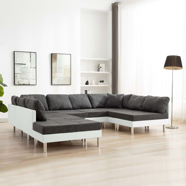 vidaXL Canap&eacute; sectionnel similicuir blanc