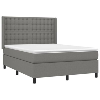 vidaXL Sommier à lattes de lit avec matelas Gris foncé 140x190cm Tissu