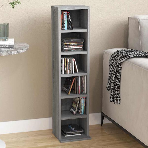 vidaXL Armoire &agrave; CD Sonoma gris 21x20x88 cm Bois d'ing&eacute;nierie