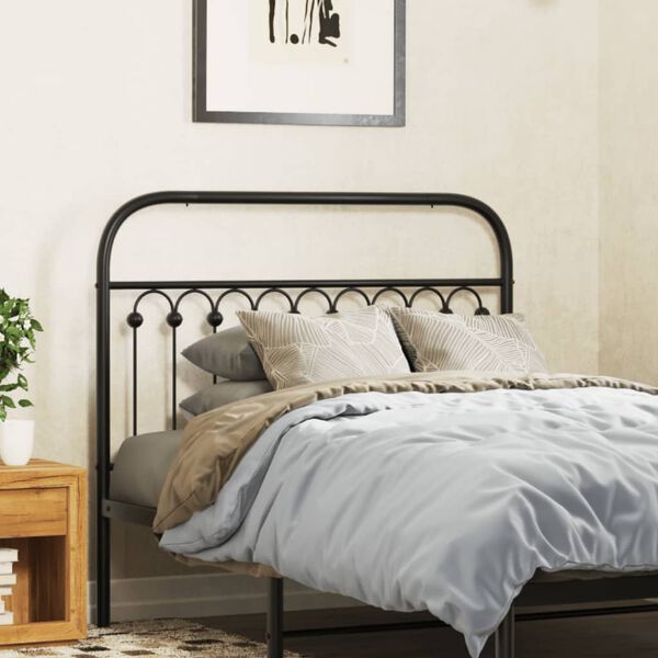 vidaXL T&ecirc;te de lit m&eacute;tal noir 107 cm