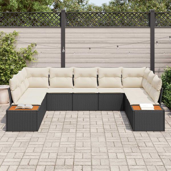 vidaXL Ensemble de canap&eacute; de jardin 5 pcs Noir et Cr&egrave;me Polyrotin