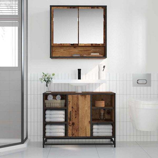 vidaXL &Eacute;tag&egrave;re Murale avec &eacute;tag&egrave;re Bois ancien 65 x 20 x 60 cm