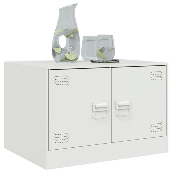 vidaXL Table basse blanc 67x50x44 cm acier