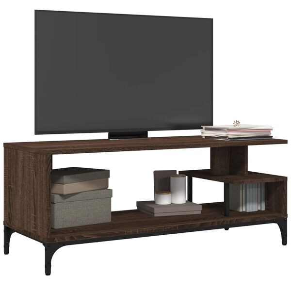 vidaXL Meuble TV bois d'ing&eacute;nierie et acier enduit de poudre