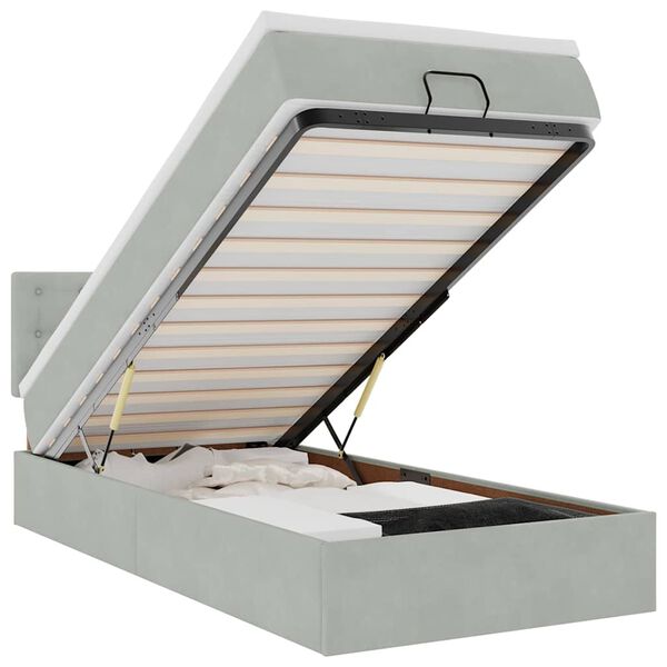 vidaXL Cadre de lit ottoman et matelas gris clair 90x200 cm velours