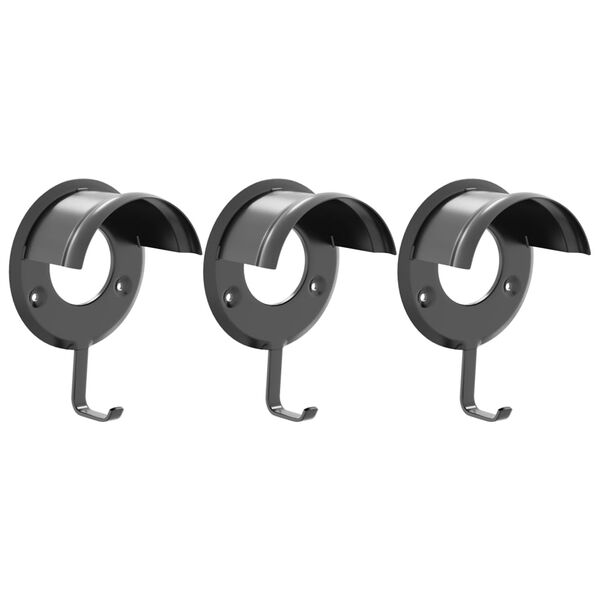 vidaXL Porte-brides 3 pcs mural noir fer