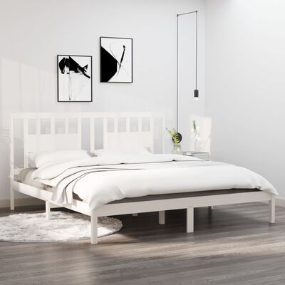 vidaXL Cadre de lit sans matelas blanc bois massif 200x200 cm