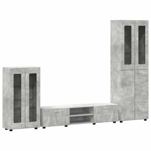 vidaXL Ensemble meuble TV FLORIN 3 pc Gris b&eacute;ton Bois d'ing&eacute;nierie