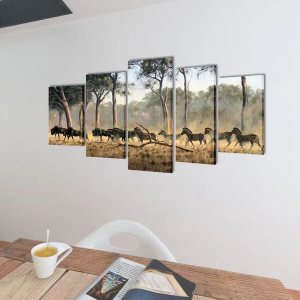Set de toiles murales imprim&eacute;es Z&egrave;bres 100 x 50 cm