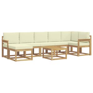 vidaXL Ensemble de canap&eacute;s d'ext&eacute;rieur 8 pcs Blanc et cr&egrave;me Polyester