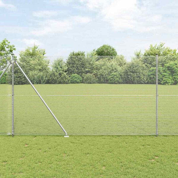 vidaXL Poteau de cl&ocirc;ture. Argent&eacute; 50 x 1,6 m (16 x 16 mm maille) Acier