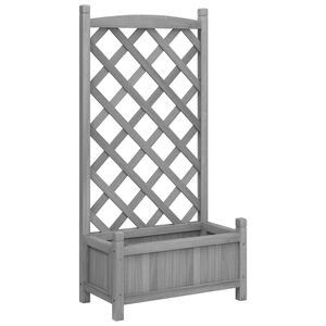 vidaXL Jardini&egrave;re avec treillis gris 55x29,5x110 cm bois massif de sapin