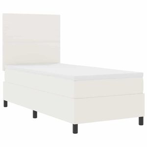 vidaXL Lit &agrave; ressort LED avec t&ecirc;te de lit Cr&egrave;me et Blanc 80 x 200 cm
