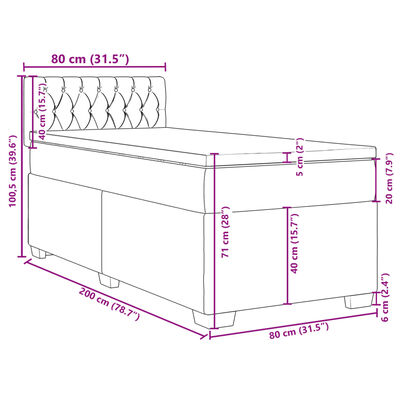 vidaXL Sommier à lattes de lit et matelas Gris foncé 80x200 cm Velours