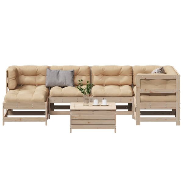 vidaXL Salon de jardin 7 pcs avec coussins Bois de pin massif