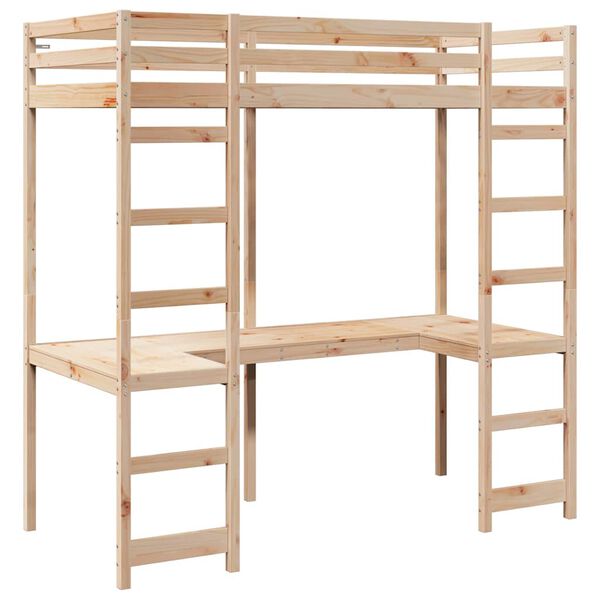 vidaXL Cadre de lit mezzanine Naturel 80 x 200 cm Pin massif