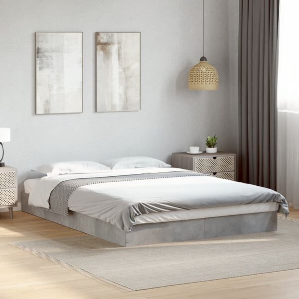 vidaXL Cadre de lit sans matelas gris b&eacute;ton 135x190 cm