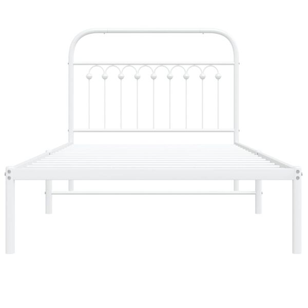 vidaXL Cadre de lit m&eacute;tal sans matelas et t&ecirc;te de lit blanc 100x190 cm