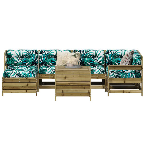 vidaXL Salon de jardin 7 pcs bois de pin impr&eacute;gn&eacute;