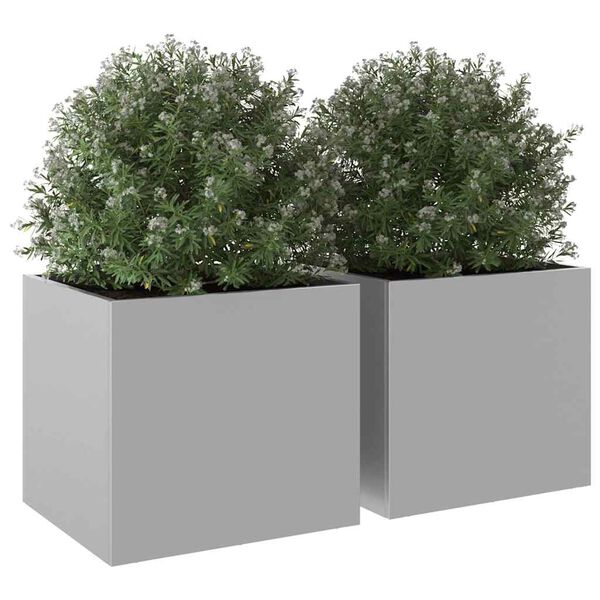 vidaXL Jardini&egrave;res 2 pcs argent&eacute; 32x30x29 cm acier galvanis&eacute;
