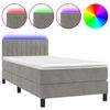 vidaXL Sommier &agrave; lattes de lit et matelas et LED Gris clair 90x200cm