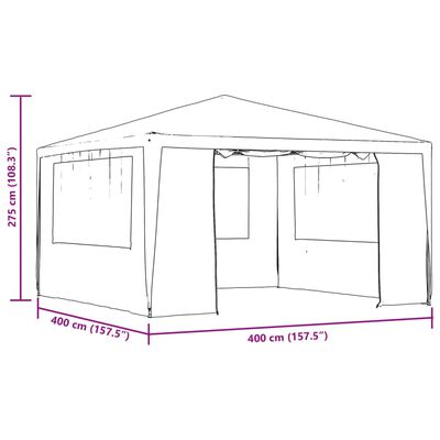 vidaXL Tente de réception avec parois latérales 4x4 m Blanc 90 g/m²