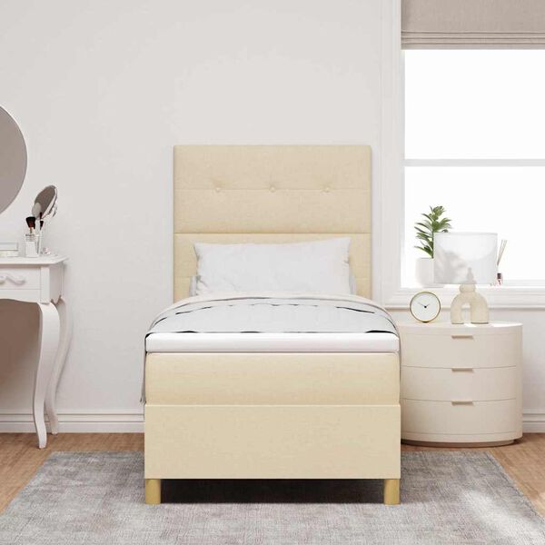 vidaXL Lit &agrave; ressort LED avec matelas Cr&egrave;me 80 x 200 cm tissu