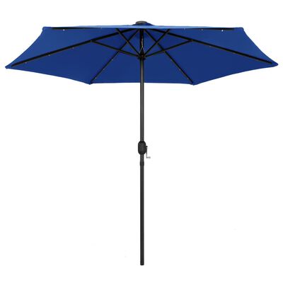 vidaXL Parasol de jardin et lumières LED mât en aluminium bleu azuré